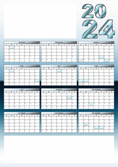 Blue Chrome 2024 Personalised Calendar